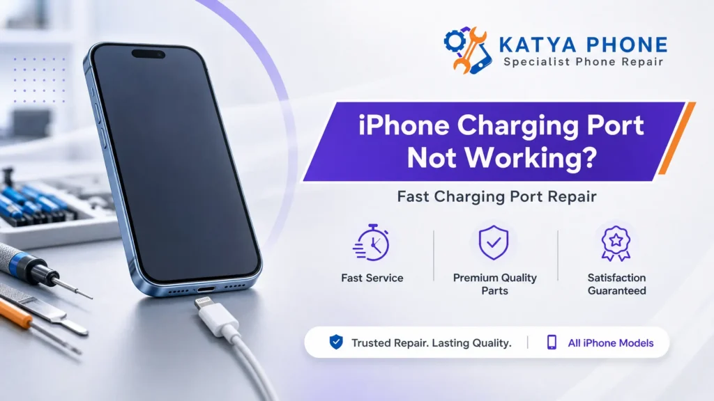 Professional iPhone charging port repair and cleaning at Katya Phone Caroline Springs