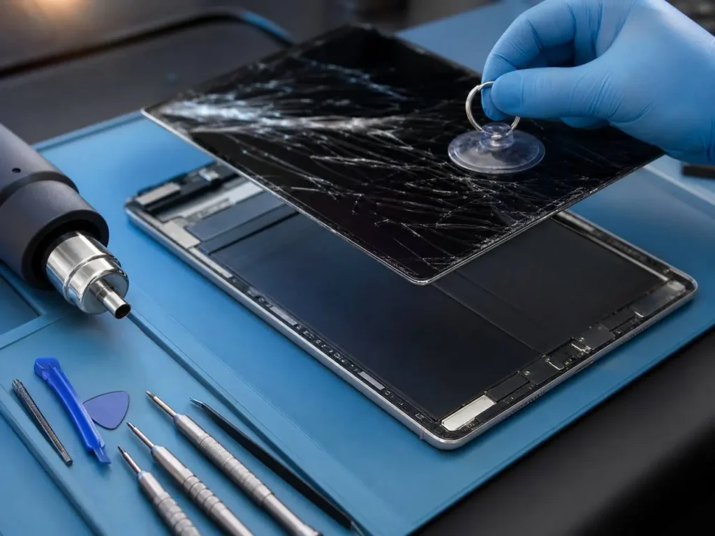 Technician performing iPad screen repair in Caroline Springs
