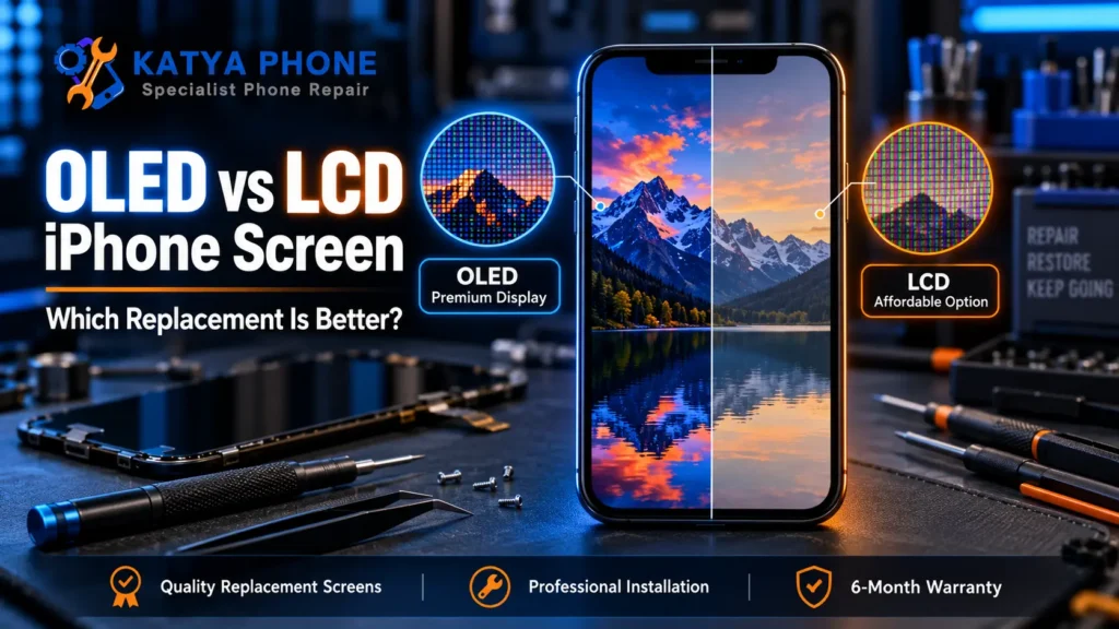OLED vs LCD iPhone screen replacement side by side comparison