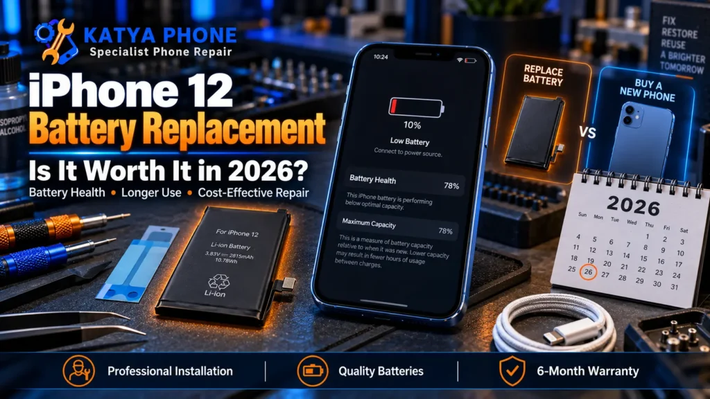 iPhone 12 battery replacement in Caroline Springs by a Katya Phone technician