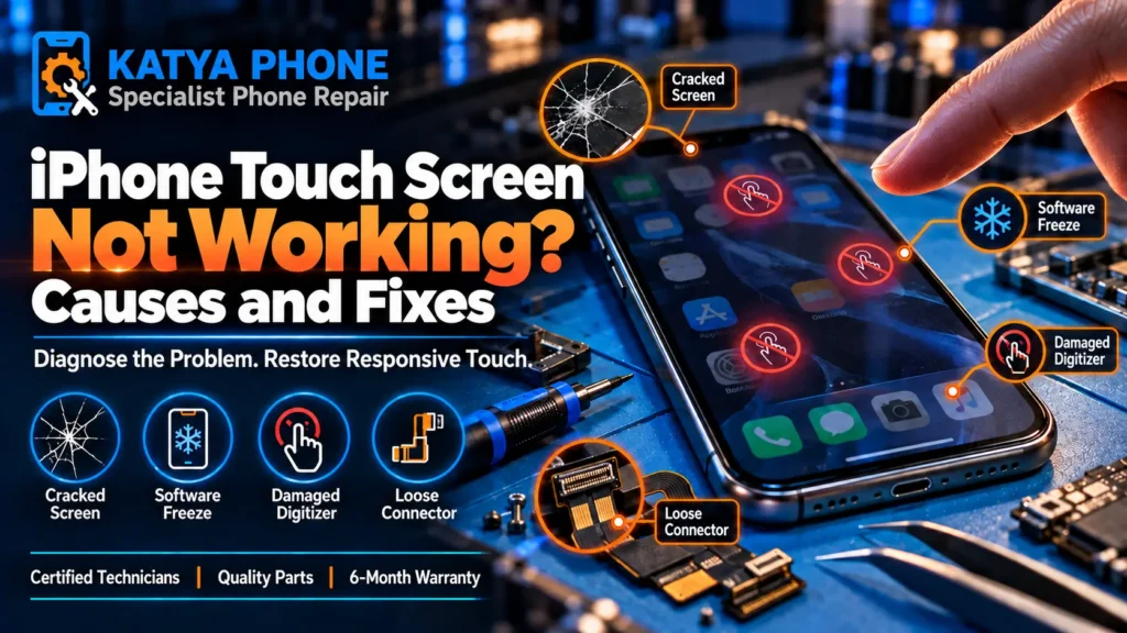 iPhone screen touch not working being checked at a Caroline Springs repair shop