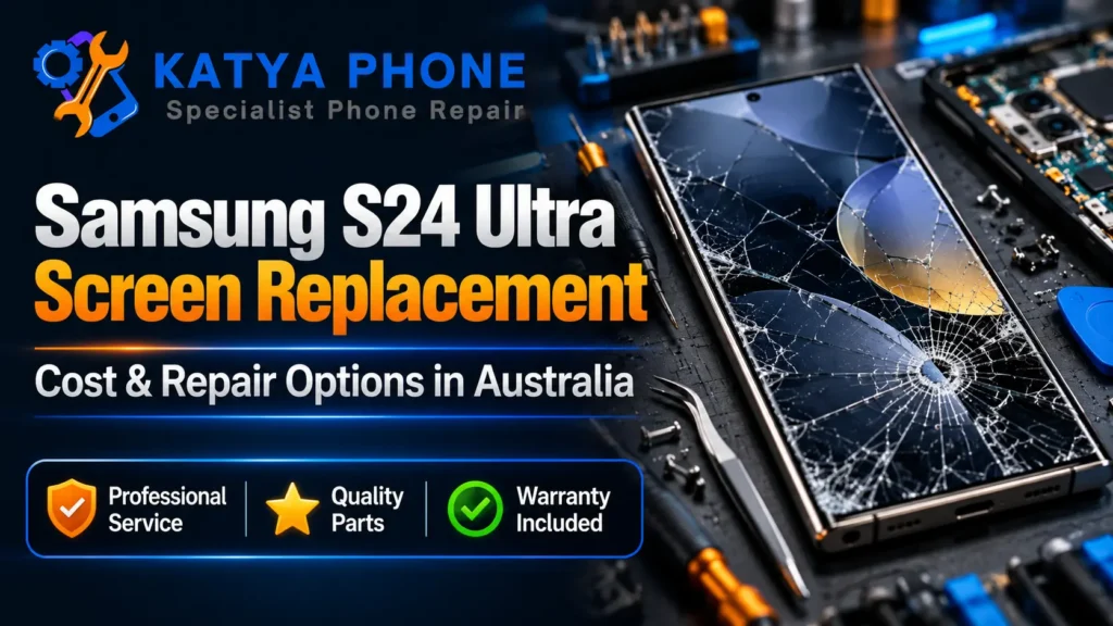 Samsung S24 Ultra screen replacement in progress at a Caroline Springs repair shop